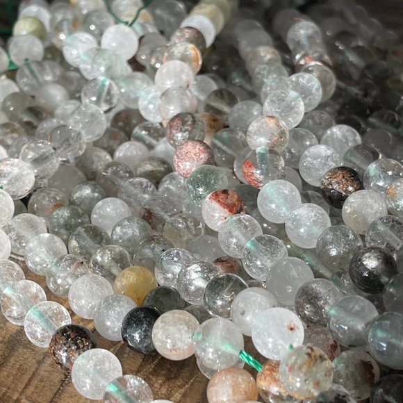 8mm Garden Quartz Bead Strand - Lodolite - Phantom Quartz - Picture 5 of 5